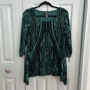 Women’s Green Velvet Burnout Blouse Petite Large Whimsigoth Witchy Goblincore